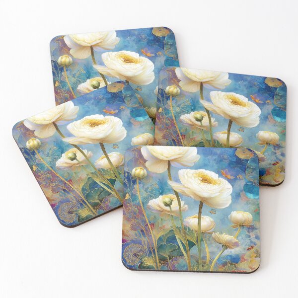 Item preview, White Ranunculus: Vintage Botanical Abstract designed and sold by ChefsSpicyFits.
