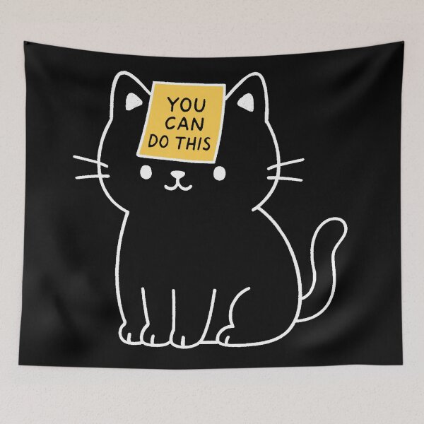 Item preview, Black cat motivational phrase  designed and sold by loveiscosmic.