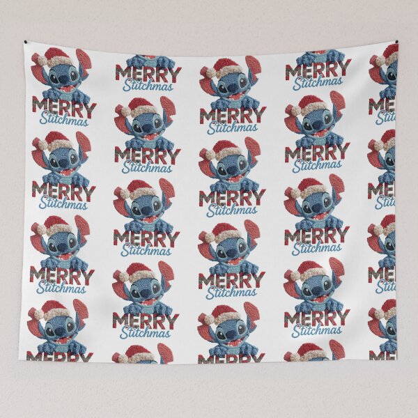 Item preview, Stitch Merry Christmas | Fluffy Santa Hat Plaid Knitted Lettering Design designed and sold by Krasnovaovaova.