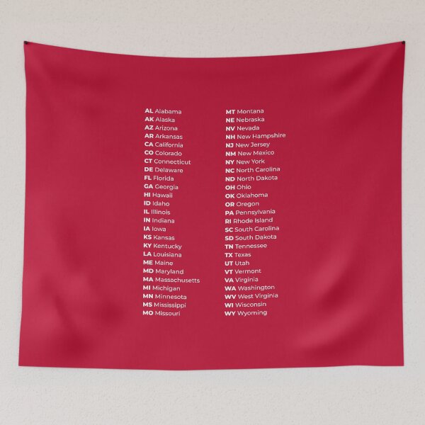 Item preview, 50 States List in USA – Red & White Edition designed and sold by AnnSign.