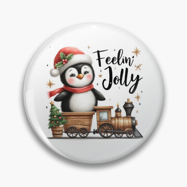 Item preview, Merry Christmas Funny Penguin Feelin' Jolly Holiday Train designed and sold by lojadpop.