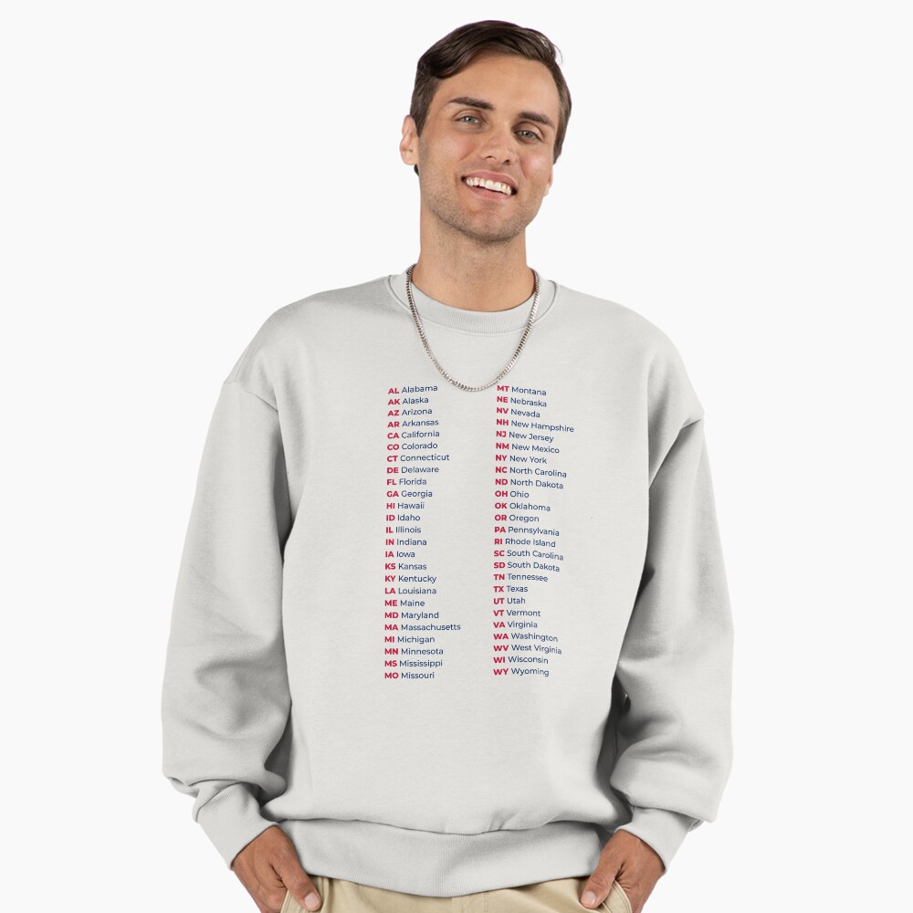 50 States List in USA – Red & Blue Edition Poster