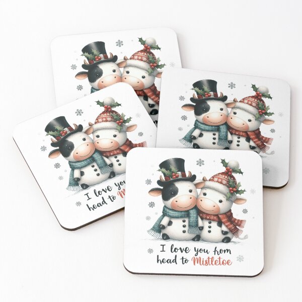Item preview, Merry Christmas Funny Cow Couple Mistletoe Love Pun designed and sold by lojadpop.