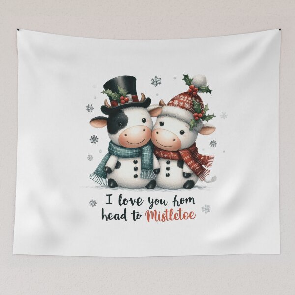Item preview, Merry Christmas Funny Cow Couple Mistletoe Love Pun designed and sold by lojadpop.