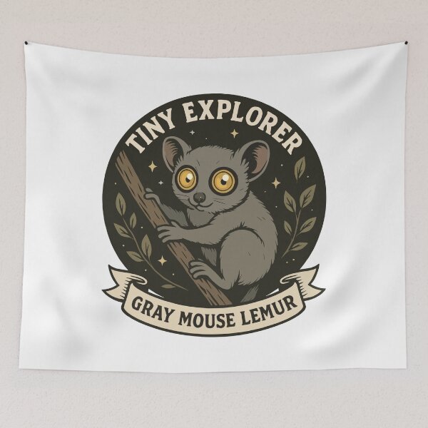 Item preview, Tiny Explorer Gray Mouse Lemur Artwork designed and sold by WildlifeInc.