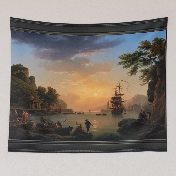 Item preview, Landscape at Sunset with Fishermen Returning with Their Catch by Claude Joseph Vernet designed and sold by Xzendor7 Digital Art Creations.