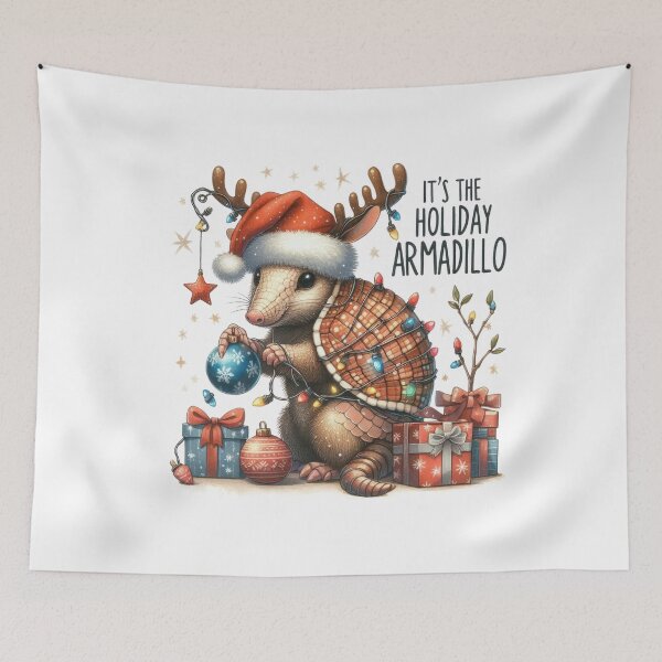 Item preview, The Holiday Armadillo – Festive Christmas Animal Illustration designed and sold by lojadpop.