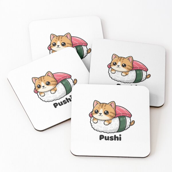 Item preview, Cute cat sushi design – Kawaii pun "PUSHI" designed and sold by MrOrganosi.