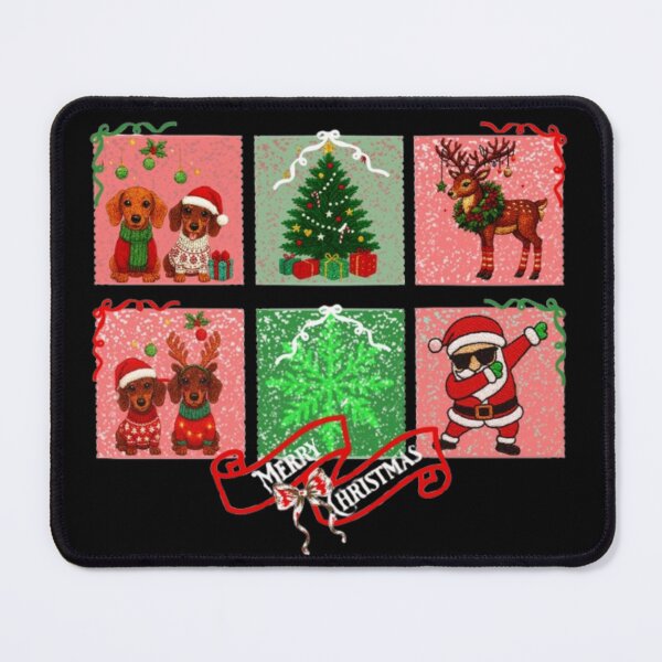 Item preview, Merry Christmas Text Embroided Festive Santa Raindeer Puppies designed and sold by DivineHaven.
