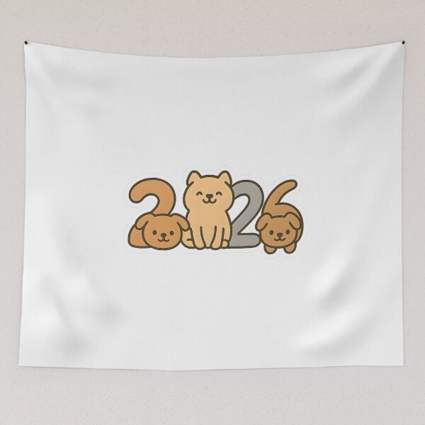Item preview, Cute Dog and Cat 2026 New Year Sticker designed and sold by SassyArtistry.