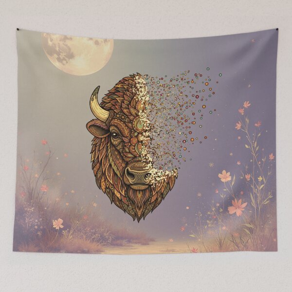 Item preview, Mandala Bison – Intricate Wildlife Dot Art Design designed and sold by DotsNSoul.