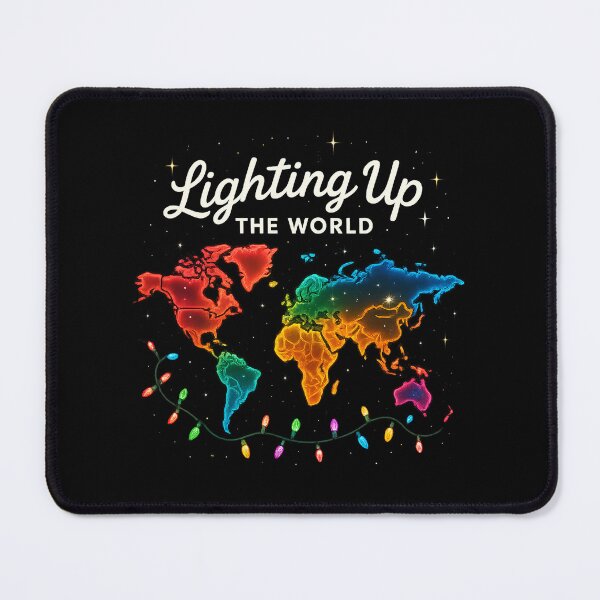 Item preview, Lighting Up the World – Colorful Neon World Map with Christmas Lights Holiday Glow Design designed and sold by AddictiveDesign.