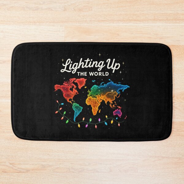 Item preview, Lighting Up the World – Colorful Neon World Map with Christmas Lights Holiday Glow Design designed and sold by AddictiveDesign.