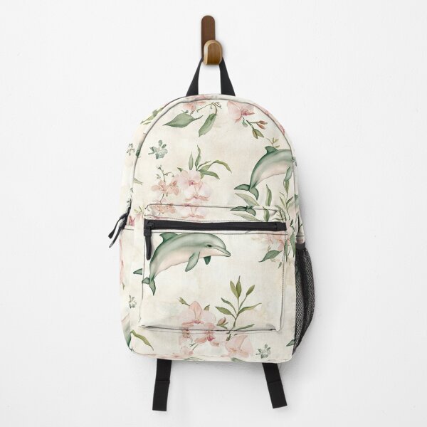 Item preview, Dolphins Blooming Pink Orchids Flowers Watercolor All Over designed and sold by Feeling Artsy.