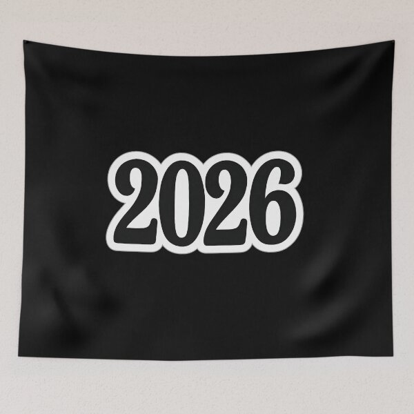 Item preview, Black 2026 New Year Sticker with White Outline designed and sold by SassyArtistry.
