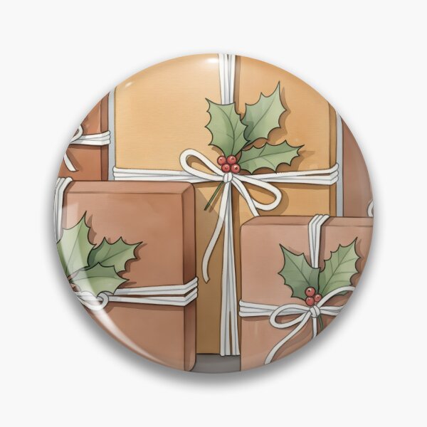 Item preview, Stacked holiday gifts wrapped in rustic paper and holly designed and sold by homydesign.