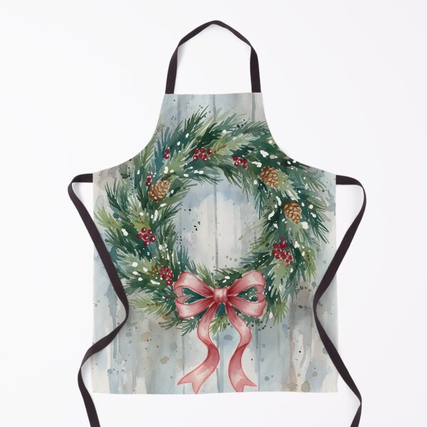 Item preview, Watercolor Christmas Wreath on Rustic Wood Door designed and sold by homydesign.