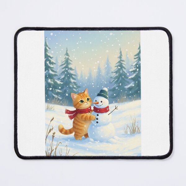 Item preview, Orange Cat Building a Snowman designed and sold by Cherry Dreams.