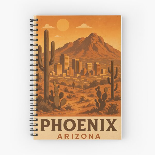 Item preview, Vintage Phoenix Arizona Poster | Downtown Skyline & Camelback Mountain Illustration designed and sold by AtlasCreativeCo.