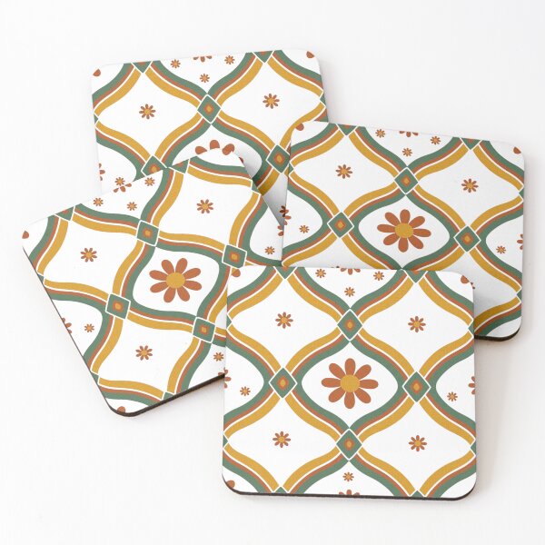 Item preview, Terracotta Mustard Angled Wavy Daisy Ogee Seamless Pattern designed and sold by Searching ideas.
