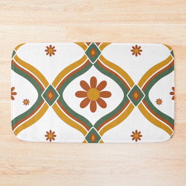 Item preview, Terracotta Mustard Angled Wavy Daisy Ogee Seamless Pattern designed and sold by Searching ideas.