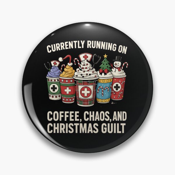 Item preview, Currently Running on Coffee, Chaos, and Christmas Guilt – Nurse Holiday Humor designed and sold by Designs By Keish.