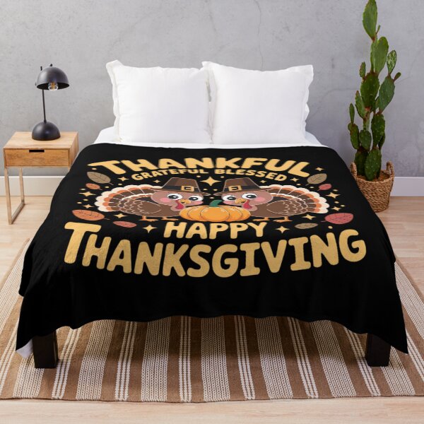 Item preview, Thankful Grateful Blessed Happy Thanksgiving Turkey Couple designed and sold by ValerieRodrigue.