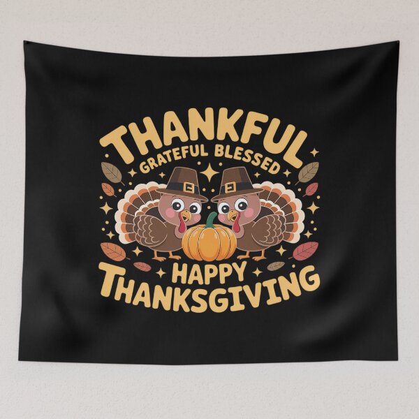 Item preview, Thankful Grateful Blessed Happy Thanksgiving Turkey Couple designed and sold by ValerieRodrigue.