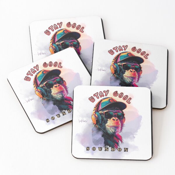 Item preview, Stay Cool Sound On – Funky Monkey Headphones Music Art T-Shirt designed and sold by Hussenb.