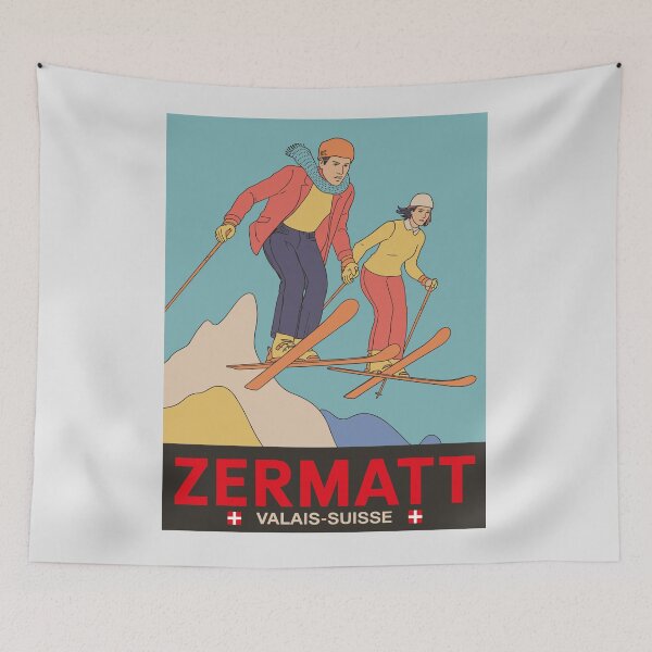 Item preview, Vintage Zermatt Ski Poster – Retro Swiss Alps Wall Art | Classic Winter Sports Print for Ski & Adventure Lovers designed and sold by paulo silveira.