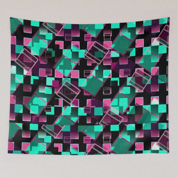 Item preview, Fragmented Pulse: Teal & Magenta Geometry designed and sold by IsotonicLunarCat.