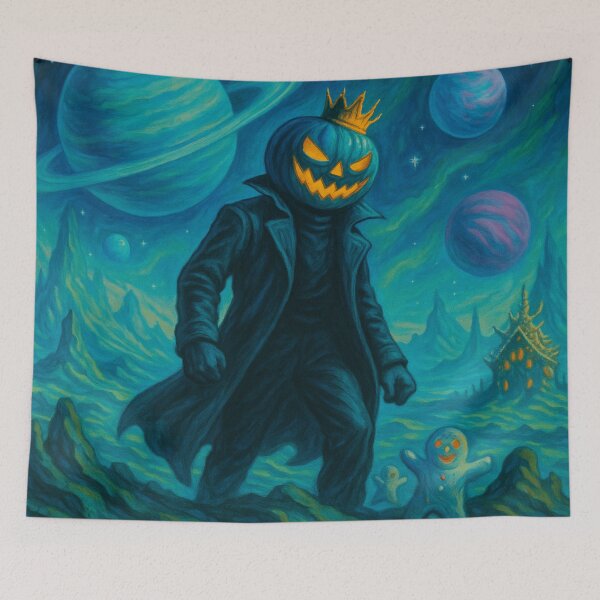 Item preview, Headless Horseman on Alien Planet with Gingerbread Creatures – Surreal Sci-Fi Fantasy designed and sold by TheHorsemanRidesAgain.
