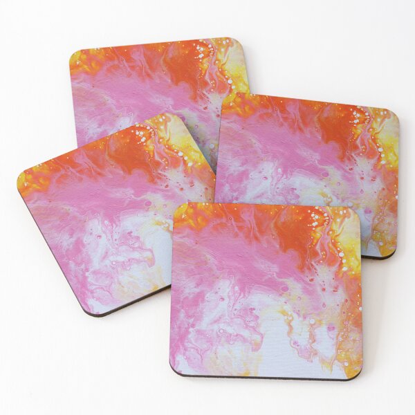 Item preview, Sunset Radiance – Fluid Painting in Warm Gold & Coral designed and sold by kenglishart.
