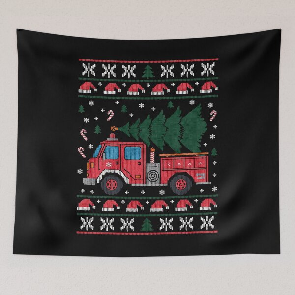 Item preview, FUNNY Fire Truck Firefighters Ugly Christmas with Tree designed and sold by DrewLeuschke.