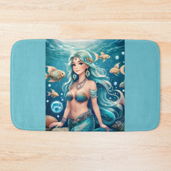 Item preview, Hippie Mermaid in Turquoise Ocean – Peaceful Boho Fantasy Art designed and sold by PEACELOVERSART.