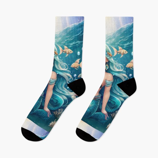 Item preview, Hippie Mermaid in Turquoise Ocean – Peaceful Boho Fantasy Art designed and sold by PEACELOVERSART.
