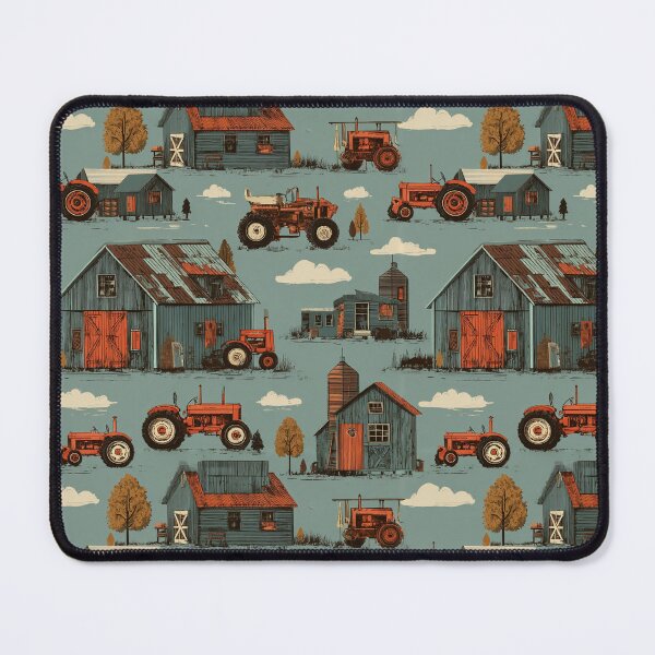 Item preview, Tractors, Barns in blues and clouds designed and sold by LittleShopOrion.