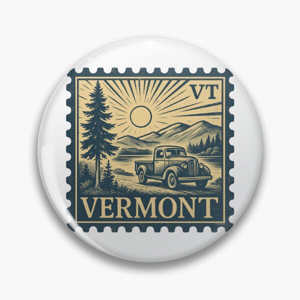 Item preview, Vermont Vintage Stamp Design - Pines & Pickups designed and sold by Automotive Art by Greg.