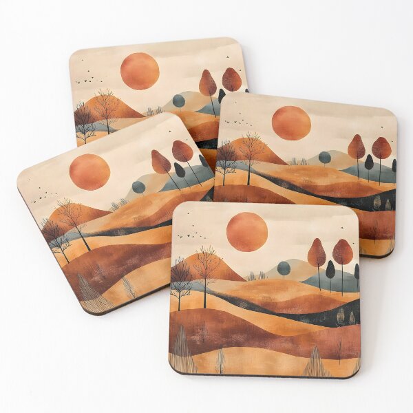 Item preview, Boho Mountain Landscape Golden Ginger Hues Sunrise Abstract  designed and sold by DEC02.