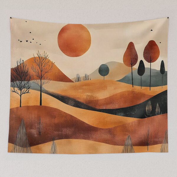 Item preview, Boho Mountain Landscape Golden Ginger Hues Sunrise Abstract  designed and sold by DEC02.