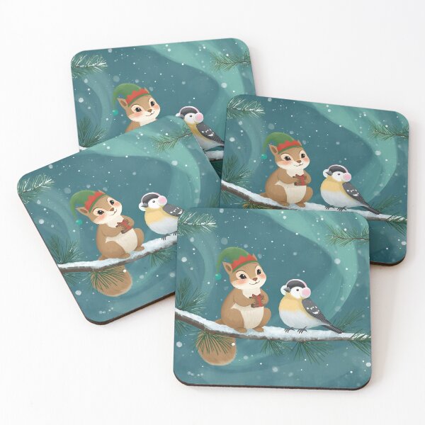 Item preview, Flying Squirrel & Snow Bunting – A Silent Christmas Night designed and sold by WildlifeWhimsy.