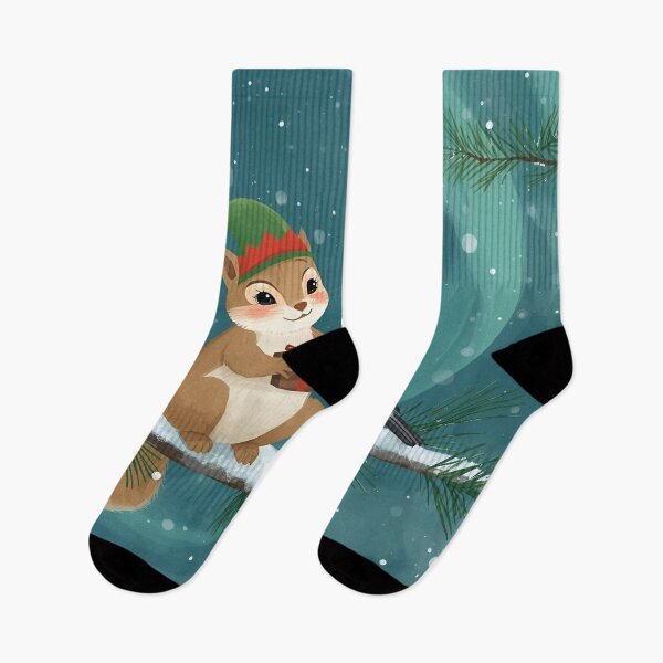 Item preview, Flying Squirrel & Snow Bunting – A Silent Christmas Night designed and sold by WildlifeWhimsy.