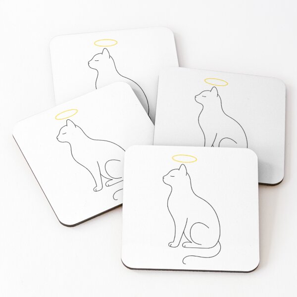 Item preview, Angel Cat Halo Line Art | Minimalist Pet Memorial Design designed and sold by PetSoulPrints.