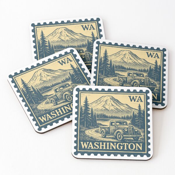 Item preview, Washington Vintage Stamp Design - Evergreens & Elevation designed and sold by Automotive Art by Greg.