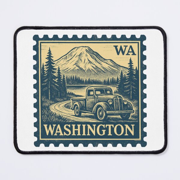 Item preview, Washington Vintage Stamp Design - Evergreens & Elevation designed and sold by Automotive Art by Greg.