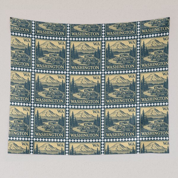 Item preview, Washington Vintage Stamp Design - Evergreens & Elevation designed and sold by Automotive Art by Greg.