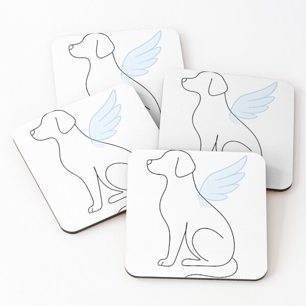 Item preview, Angel Dog with Wings Line Art | Minimalist Rainbow Bridge Memorial designed and sold by PetSoulPrints.
