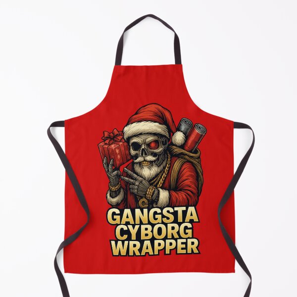 Item preview, Gangsta Cyborg Wrapper – Santa Mecha Skull Christmas Art designed and sold by Thaivi Design.