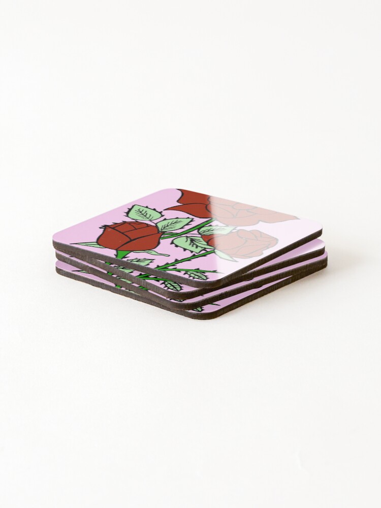 Thumbnail 4 of 5, Coasters (Set of 4), Red Roses designed and sold by KValanzola.
