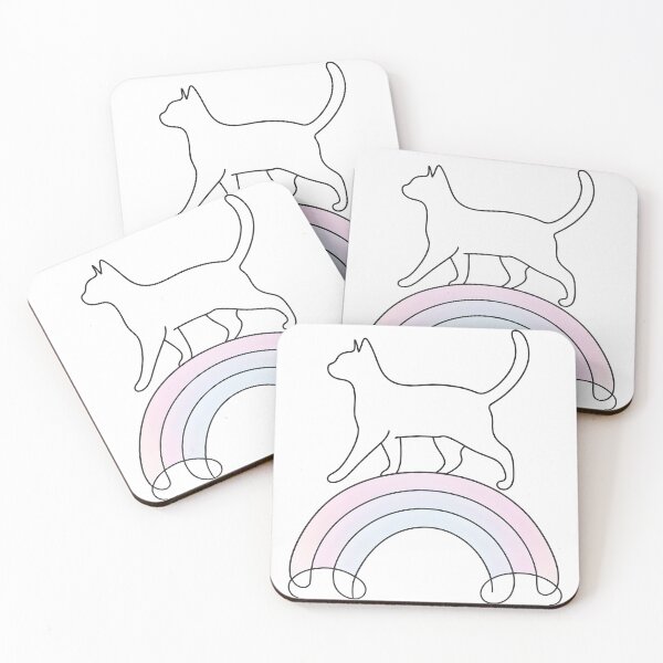 Item preview, Cat Walking on Rainbow Bridge Line Art | Pet Memorial Design designed and sold by PetSoulPrints.